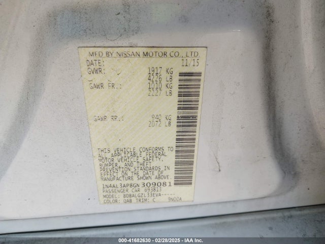 Nissan Altima 2.5 S 2016 1N4AL3AP8GN309081 Image 9