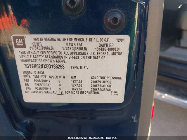 2005 CADILLAC ESCALADE EXT 3GYEK62NX5G188258 Photo 8