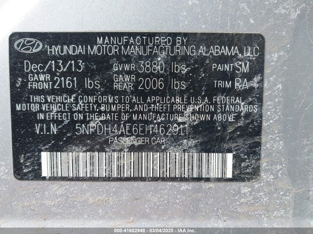 Hyundai ELANTRA SE 2014 5NPDH4AE6EH462911 Image 9