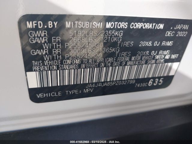 JA4J4UA85PZ032799 Mitsubishi Outlander Ralliart S-awc/se 2.5 S-awc/se Black Edition S-awc/se Special Editiont S-awc