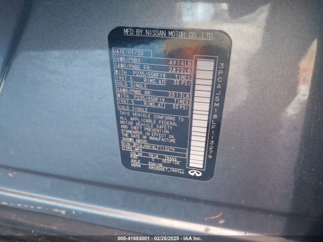 3PCAJ5M18LF113279 Infiniti Qx50 Luxe