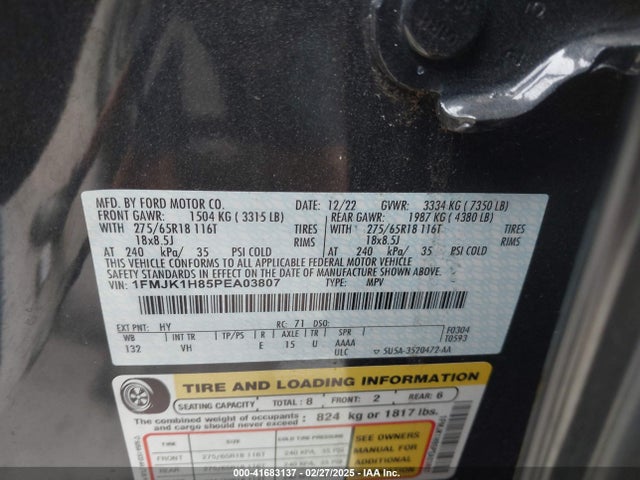 1FMJK1H85PEA03807 Ford Expedition Xlt Max
