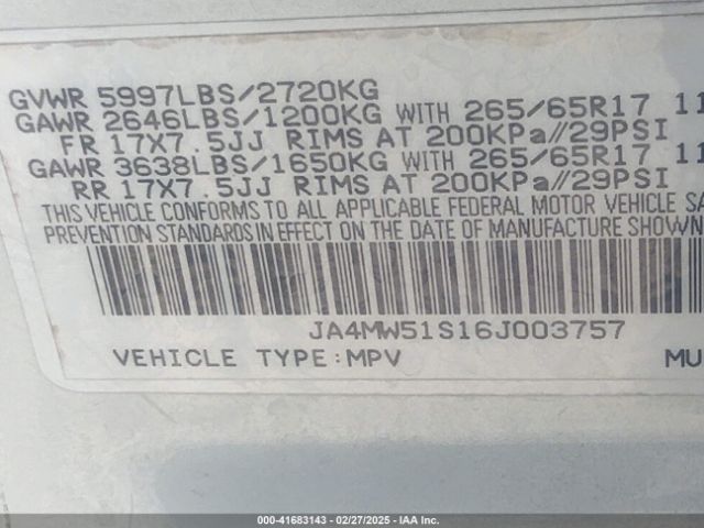 2006 MITSUBISHI MONTERO JA4MW51S16J003757 Photo 8