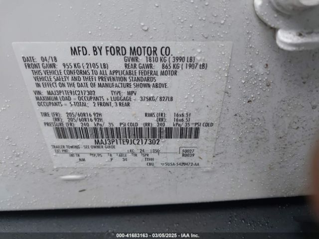 MAJ3P1TE9JC217302 Ford Ecosport Se