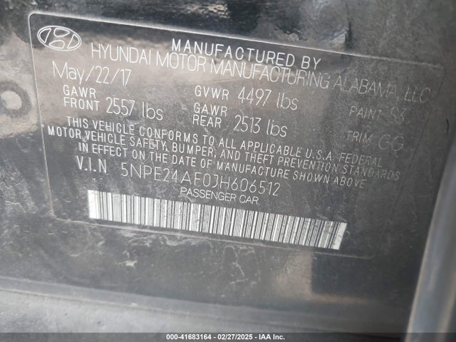 5NPE24AF0JH606512 Hyundai SONATA SE