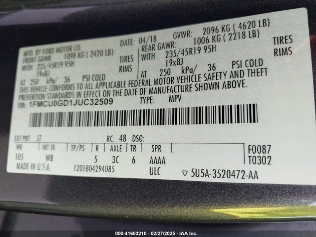 Ford ESCAPE SE 2018 1FMCU0GD1JUC32509 Image 9