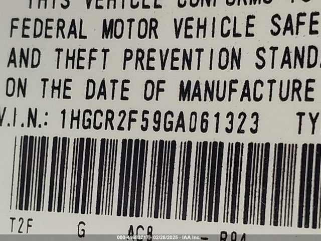 1HGCR2F59GA061323 Honda Accord Sport
