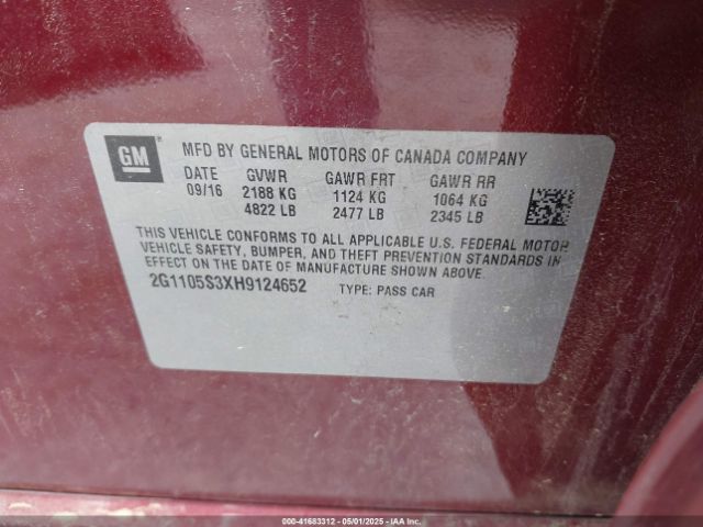 2G1105S3XH9124652 Chevrolet IMPALA 1LT