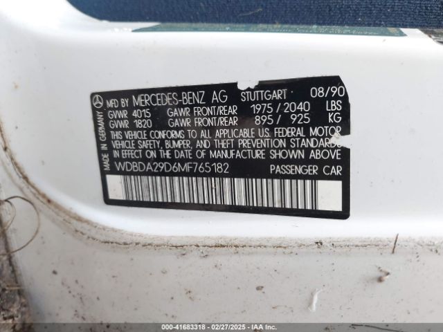 1991 MERCEDES-BENZ 190 WDBDA29D6MF765182 Photo 8