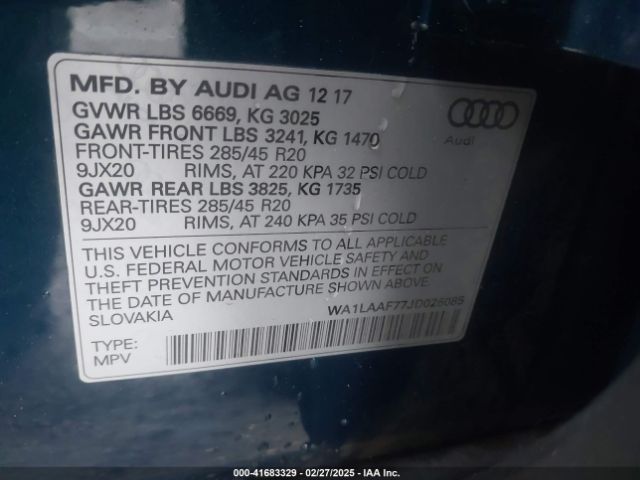 2018 AUDI Q7 WA1LAAF77JD026085 Photo 8