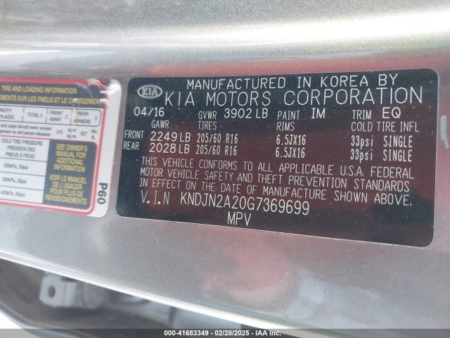 KIA Soul 2016 KNDJN2A20G7369699 Image 9