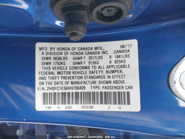 2HGFC1E56HH706409 Honda CIVIC SI