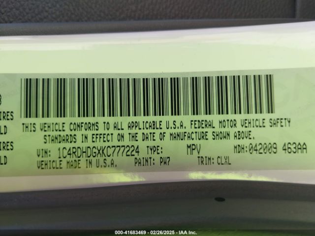1C4RDHDGXKC777224 Dodge Durango Gt Plus Rwd