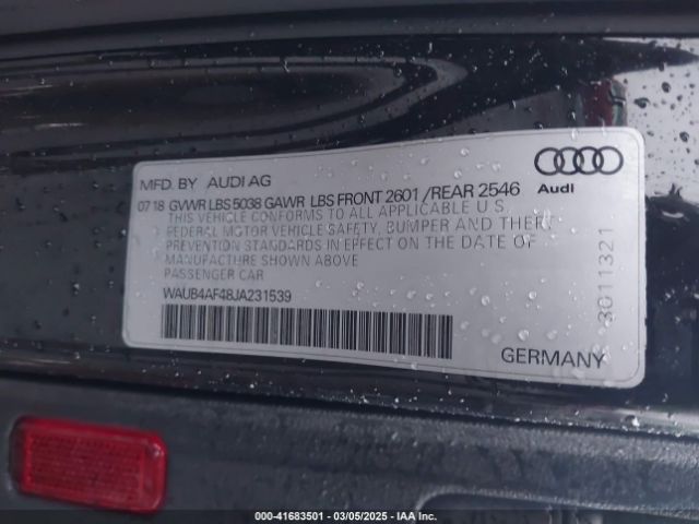 WAUB4AF48JA231539 Audi S4 3.0t Premium Plus