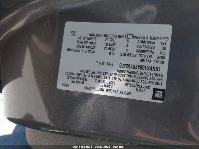 Продаж на аукціоні авто 2007 Chevrolet Tahoe Ltz, vin: 1GNFK13047R152253, номер лоту: 41683574