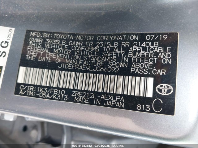 Toyota COROLLA LE 2020 JTDEPRAE9LJ066092 Image 9