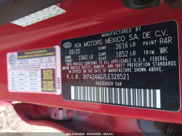 3KPA24AD7LE328521 KIA RIO S