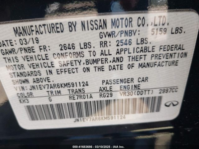 JN1EV7AR6KM591124 Infiniti Q50 3.0t Signature Edition