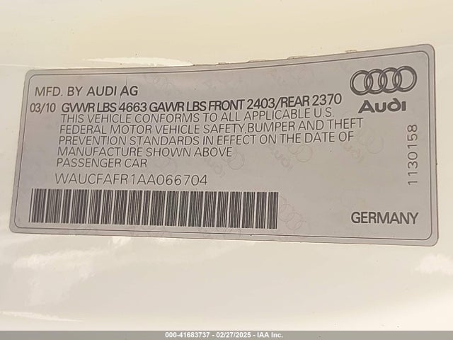 2010 AUDI A5 WAUCFAFR1AA066704 Photo 8