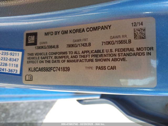 KL8CA6S92FC741839 Chevrolet Spark Ls Manual