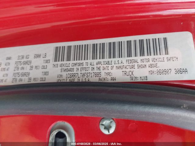 1C6RR7LT0FS717885 RAM 1500 Lone Star