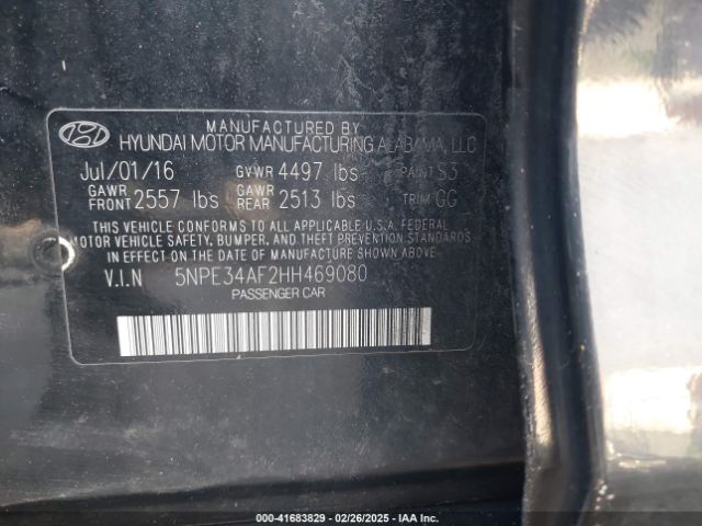5NPE34AF2HH469080 Hyundai Sonata Limited