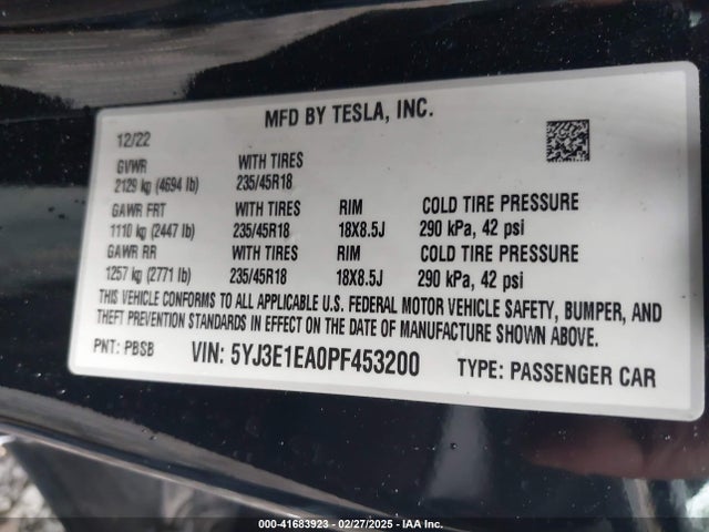 2023 TESLA MODEL 3 5YJ3E1EA0PF453200 Photo 8