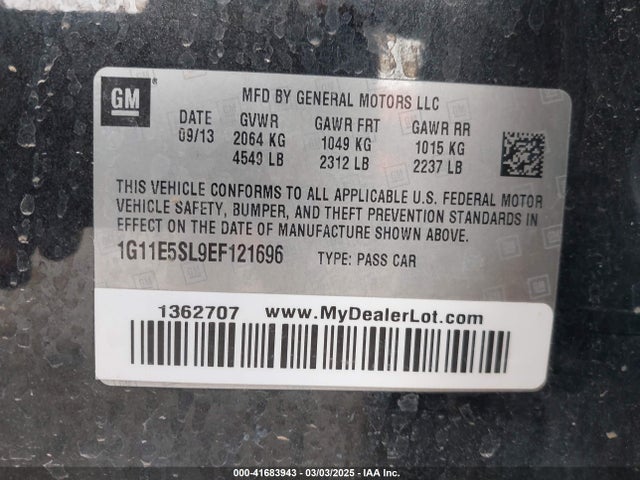 1G11E5SL9EF121696 Chevrolet MALIBU 2LT