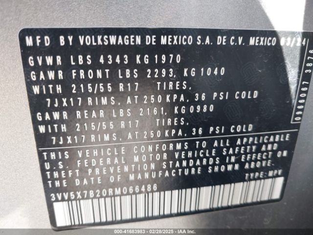 3VV5X7B20RM066486 Volkswagen Taos 1.5t S
