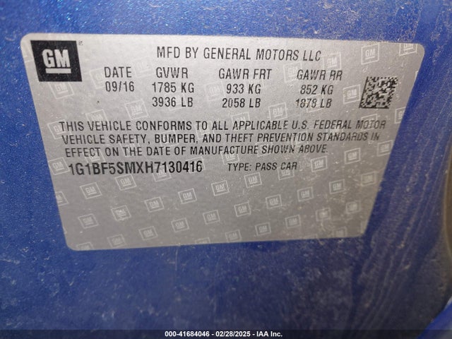 1G1BF5SMXH7130416 Chevrolet le2 -di: direct injection, vvt: variable valve timing, gen, alum