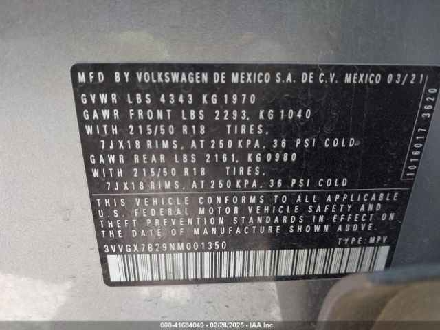 3VVGX7B29NM001350 Volkswagen Taos 1.5t Sel