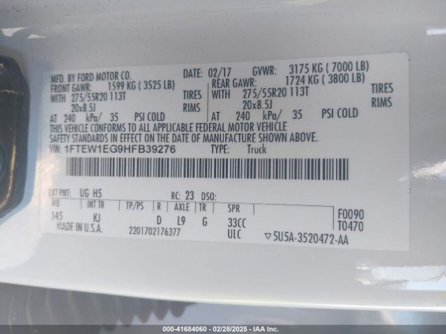 1FTEW1EG9HFB39276 Ford F-150 King Ranch