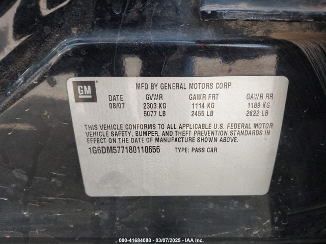 2008 CADILLAC CTS 1G6DM577180110656 Photo 8