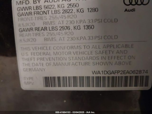 WA1DGAFP2EA062874 Audi Q5 3.0t Premium Plus