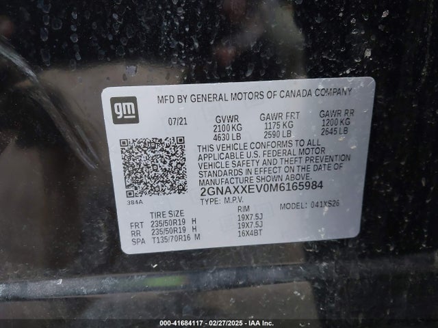 Chevrolet Equinox Awd Premier 2021 2GNAXXEV0M6165984 Image 9