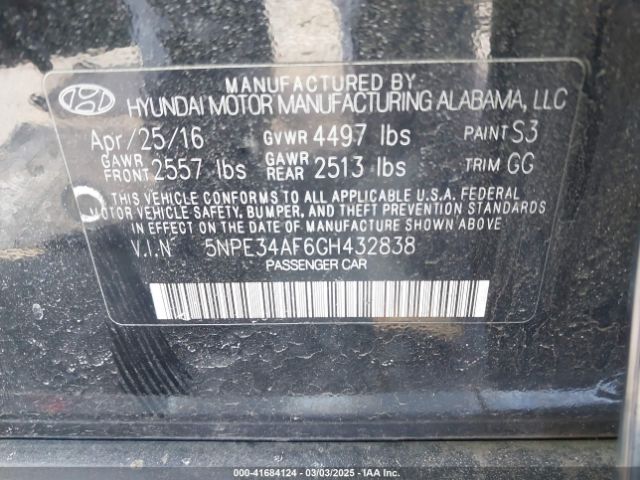 5NPE34AF6GH432838 Hyundai Sonata Limited