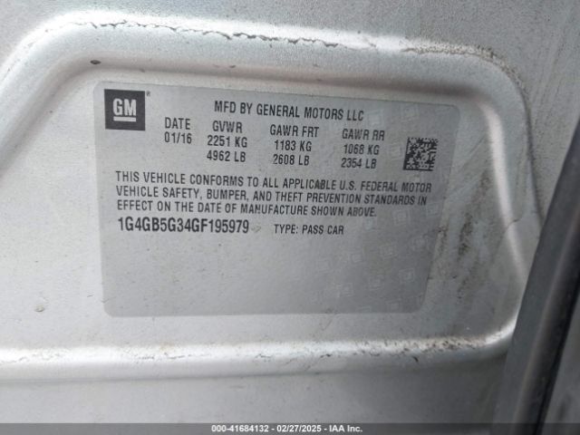 1G4GB5G34GF195979 Buick Lacrosse Leather