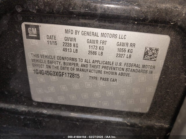 1G4G45G3XGF172815 Buick Lacrosse Sport Touring