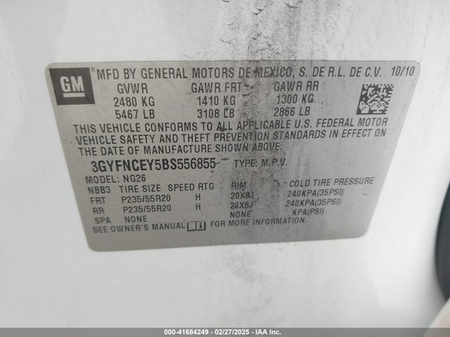 2011 CADILLAC SRX 3GYFNCEY5BS556855 Photo 8