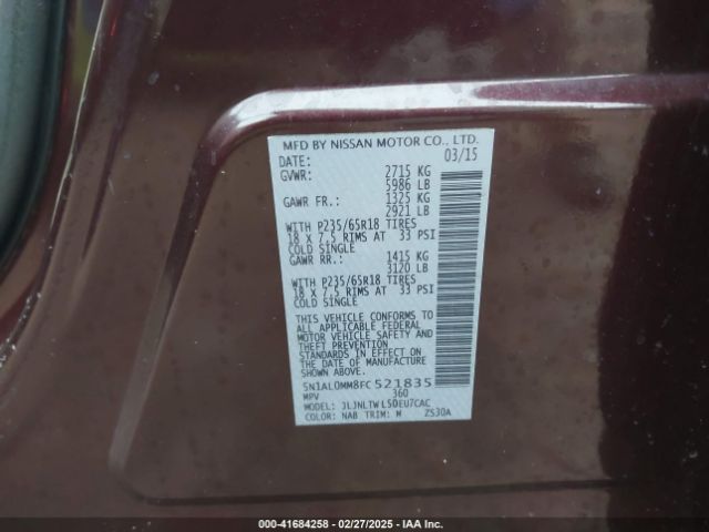5N1AL0MM8FC521835 Infiniti QX60
