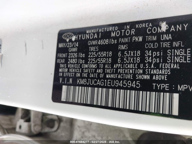 KM8JUCAG1EU945945 Hyundai Tucson Limited