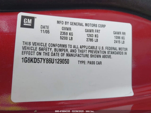 2006 CADILLAC DTS 1G6KD57Y86U129050 Photo 8