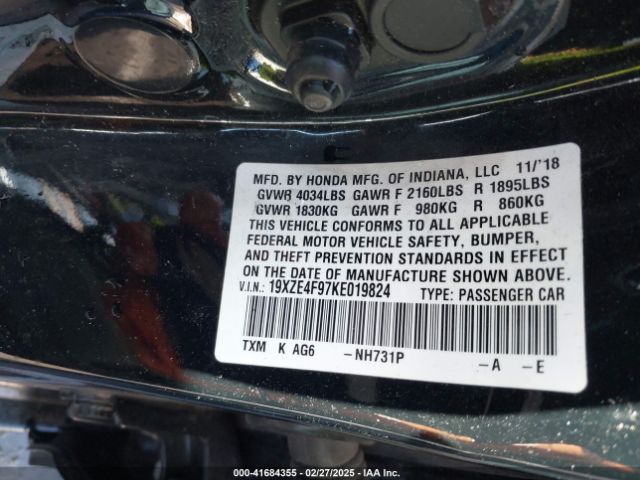 19XZE4F97KE019824 Honda Insight Touring