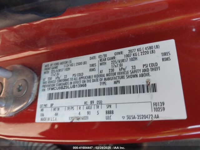 1FMCU0BZ0LUB13968 Ford Escape Se Sport Hybrid