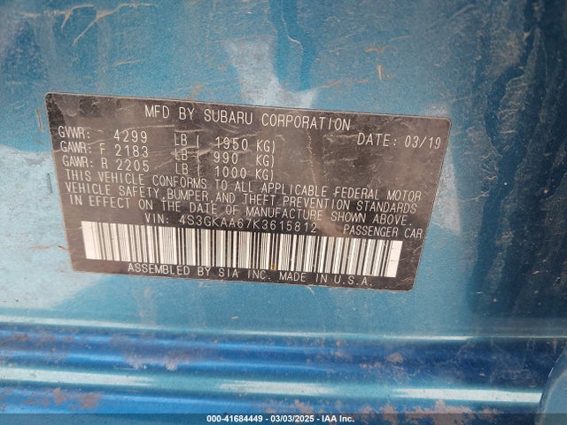 Subaru Impreza 2.0i 2019 4S3GKAA67K3615812 Image 9