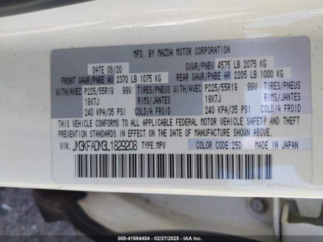 JM3KFADM3L1829208 Mazda Cx-5 Grand Touring