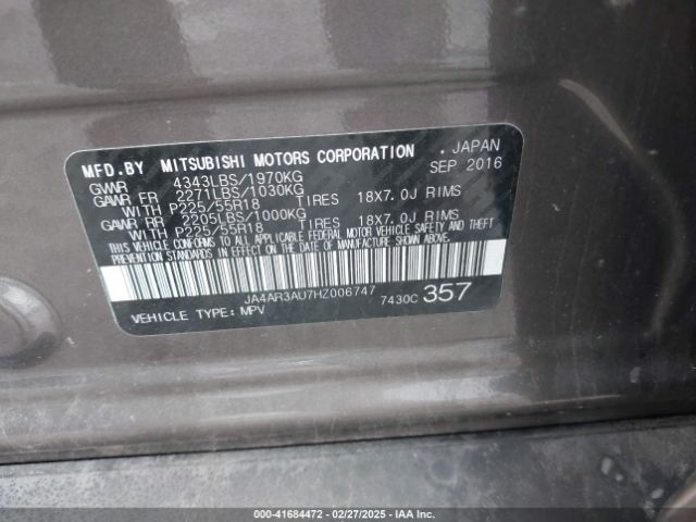 2017 MITSUBISHI OUTLANDER SPORT JA4AR3AU7HZ006747 Photo 8