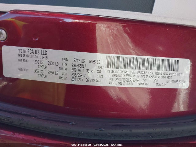 Chrysler Pacifica Touring L 2020 2C4RC1BG1LR133424 Image 9