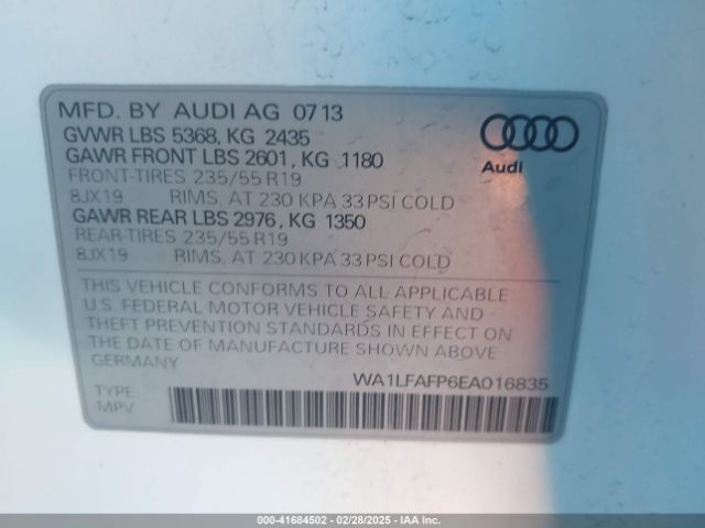 WA1LFAFP6EA016835 Audi Q5 2.0t Premium
