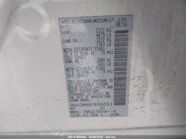 Nissan ROGUE SV 2016 5N1AT2MVXGC896051 Image 9